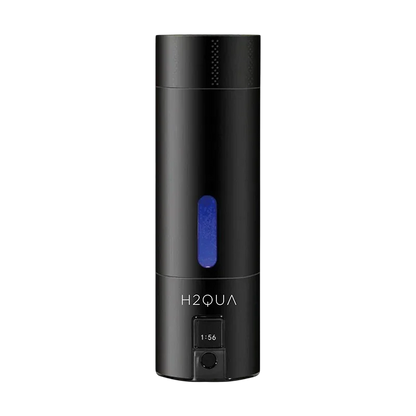 Black Premium H2QUA Hydrogen water bottle with digital display on a white background