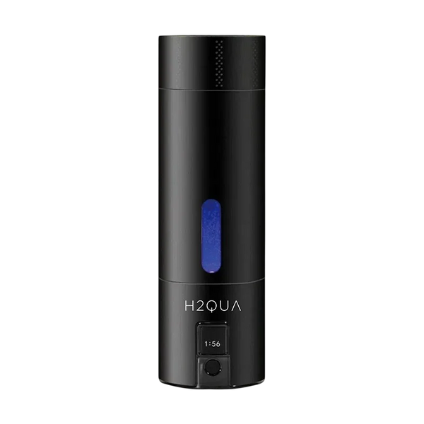 Black Premium H2QUA Hydrogen water bottle with digital display on a white background
